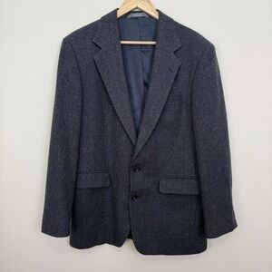 Haggar Imperial‎ Jacket Suit Blazer Men 40 Blue Wool Tweed Gentleman USA Made